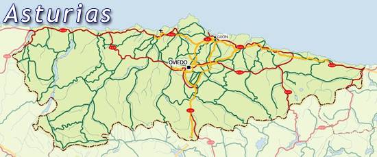 Map of Asturias
